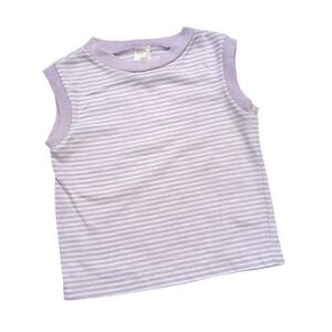 Vintage Sears Toddler Girls Striped Sleeveless Tank Top T-Shirt Purple White 3T